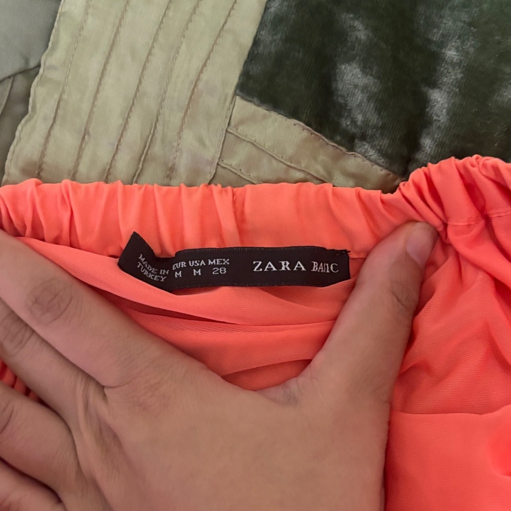 Zara Flowy Coral/orange maxi Skirt size medium new without tags - Picture 3 of 3